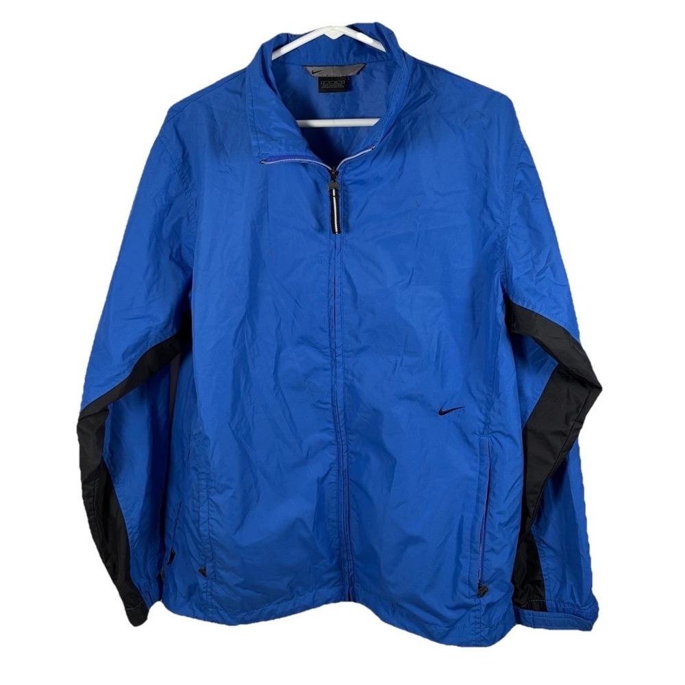 Vintage Nike Blue Black Full Zip‎ Windbreaker Jacket Men S Y2K Swoosh Streetwear